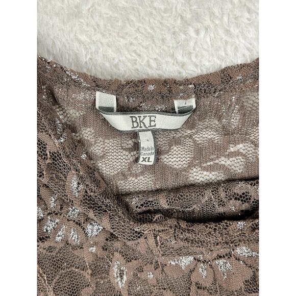 BKE Lace Tank Top Women’s Size XL Stretch Metallic Sparkle Floral Boho Western - Picture 3 of 7